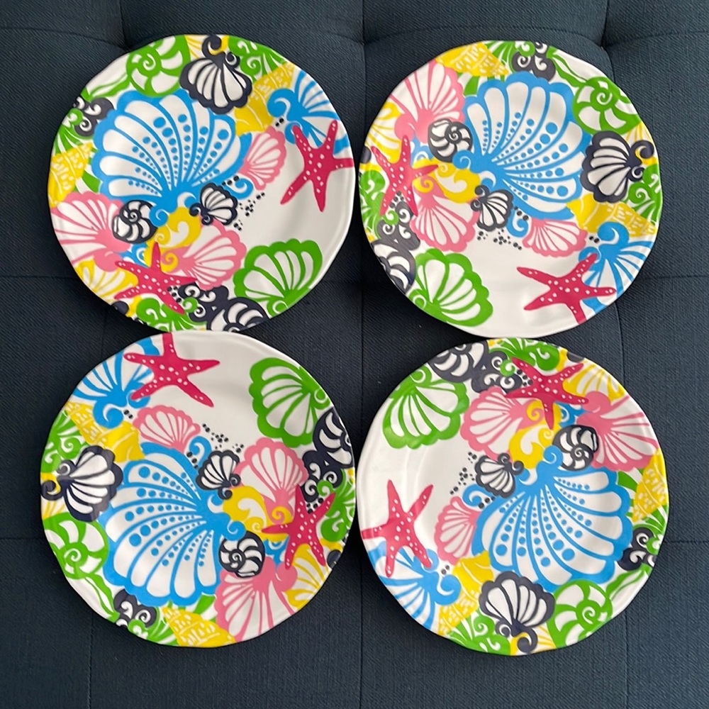 Colorful Seashell Patterned Dinner Plates